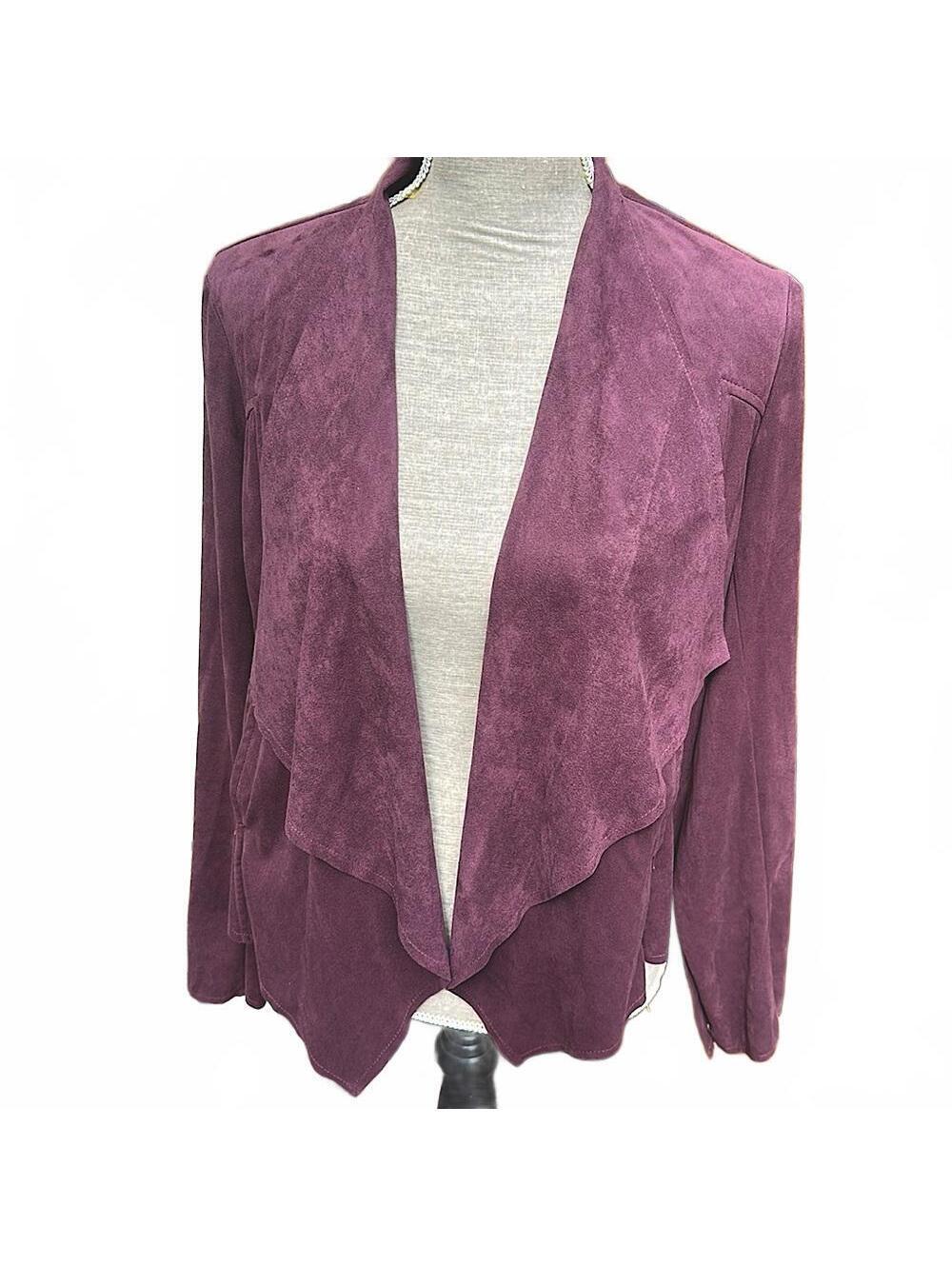 KUT from the Kloth Women's Wine Faux Suede Drape Jacket, Size M, Purple